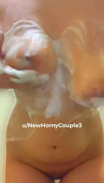 Washing my ex’s cum off my body before husband comes