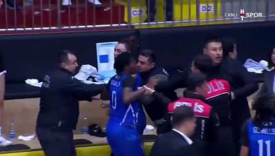 Fight breaks out in Turkish Women’s Second Basketball League after Bodrum beat Mersin 73–72 on the road , Involving Angel Jackson, Sezen Yavuz and Yagmur Yildiz , With punches thrown and one Bodrum player needing medical treatment