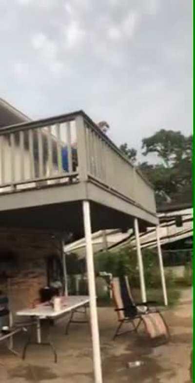 He barely cleared the railing.