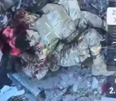 Drone footage of the Ukrainian vs russian hand to hand knife fight.