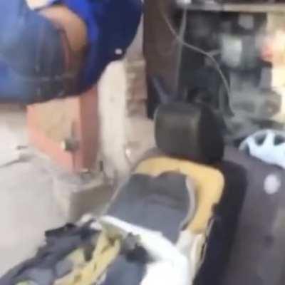 when the bass drops in exit music (meme)