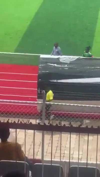 Congolese women’s team players chasing a referee and beating him up for not awarding them a penalty while being 5-1 down