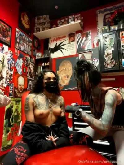 Getting her nipples pierced