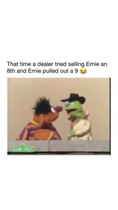 Ernie pulls out the nine to swipe the 8 (stolen from hoodclips)