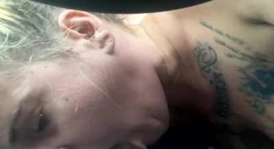 Getting some roadhead on the way back from the beach