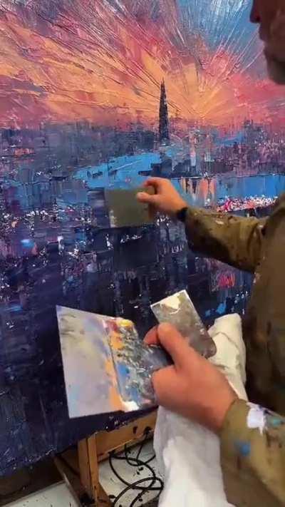 When throwing paint turns into a masterpiece.

Paul Kenton is a contemporary artist, acclaimed for his cityscape paintings which capture the unique energy of cities across the world.

This is London
