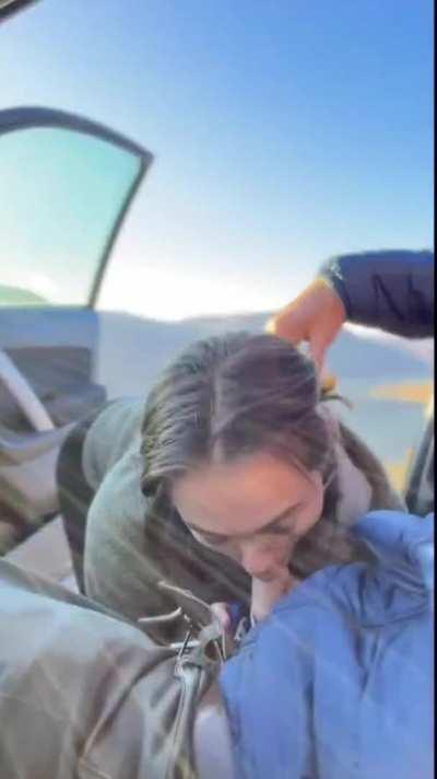 Beautiful day to worship his cock on the side of the road