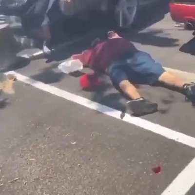 This idiot hit a man while doing donuts on a truck.