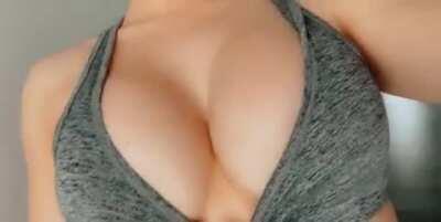 Do you like watching my big perky tits drop out of my sports bra? [OC] 😘