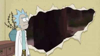 The entire Shrek movie but it's a gif hidden behind Rick's wall