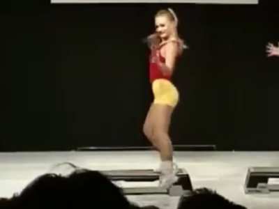 Two girls from Finland and the red thong leotard with yellow spandex is an excellent outfit [1990s]