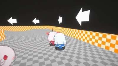 I'm working on a Gura Roomba racing game! Here's the result after 1 day of work