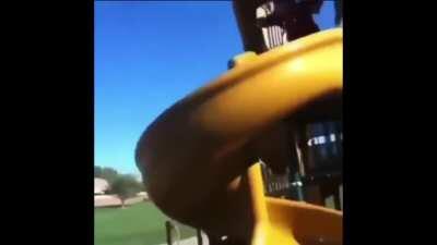 HMFT after I go down this slide on my bike