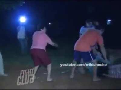 Flying kick at the end