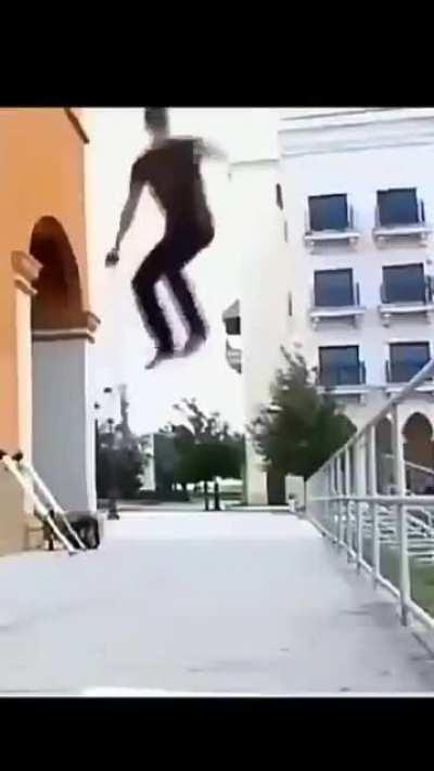WCGW while jumping off the ground with pogo stick.....