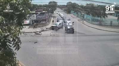 Car is flipped during collision