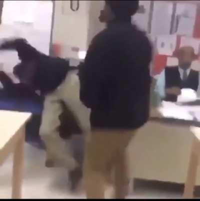 Kid does some annoying shit and walks away thinking teacher will save him 💀
