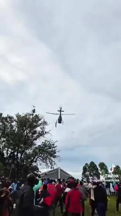 Man wants to take a helicopter ride, but wasn't invited in the cabin