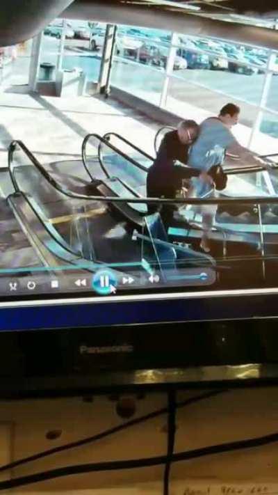 To go up the escalator