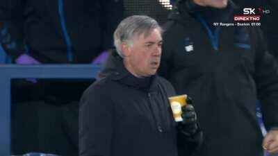Ancelotti's reaction to Bernard's goal