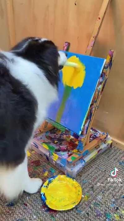 TikTok video shows dog painting a flower -- how are they doing this?