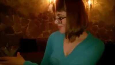 Sucking cock in a restaurant to get cum for her drink