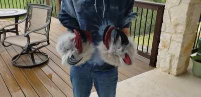 Finally finished up a pre-made pair of big old clanky claws! (Large raptor claws made by DVC)