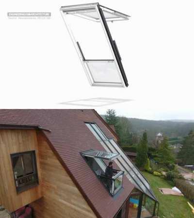 Roof window and balcony combination.