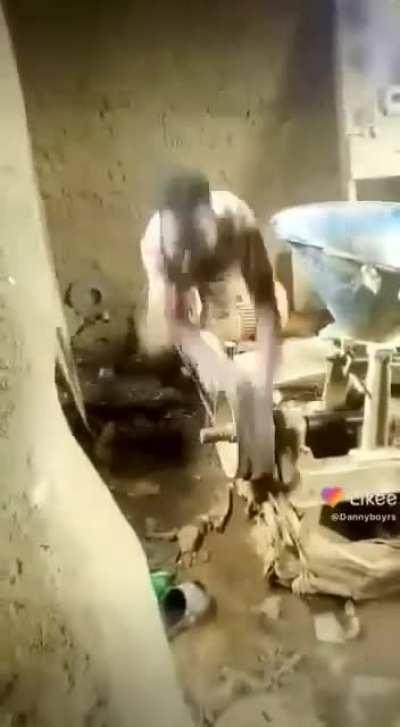 Man tried to stop machinery by hand