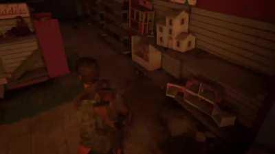 Ellie actually picks the toy up