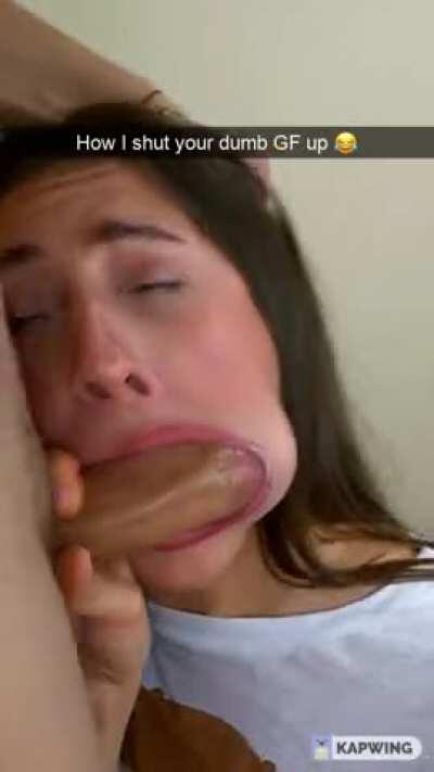 Your GF thought talking would help, he had other plans for her mouth