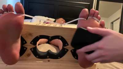 Post orgasm trans feet tickling!