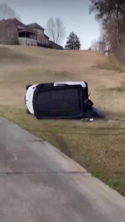 Man decides to become the first person in history to unalive himself with a golf cart