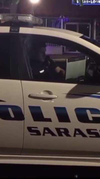 Scary monster makes cop floor it