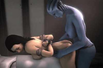 Liara and Miranda try out a new strap.