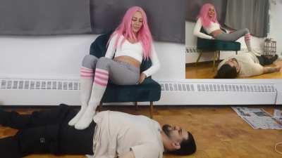 My human foot stool and ball busting bitch :)