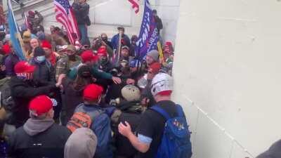 [Parler Leak] Infighting between two groups of Trump supporters at Capitol steps