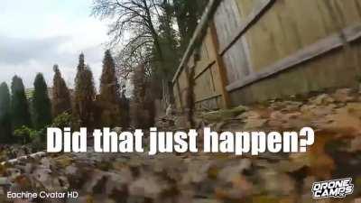 Drone flies under fence instead of crashing into it