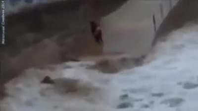 Dancing in front of flash flood.