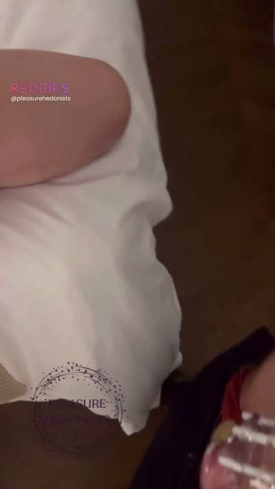 Caging cuck whilst I masturbate to other mens dick pics