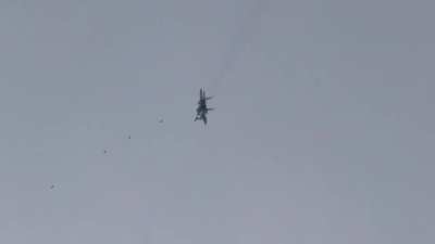 Ukrainian MiG-29 dropping 4 GBU-39/B SDB on Russian positions, 2025, unknown location
