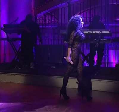 Singing in sheer black