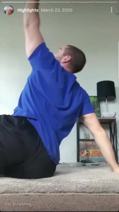 Found an old video. Trapped in my apartment during the initial corona lockdown there was no gym. So I did Turkish get ups with an anvil in my living room