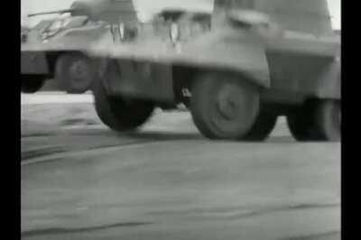 M8 Light Armored Car almost takes out a cameraman while bouncing around an offroad course