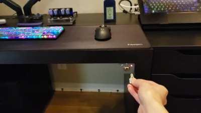 I created a unnecessary way to power up my unnecessary peripherals with a spare arcade lock