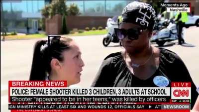 Professional gun control activist Ashbey Beasley materializes in Nashville immediately after shooting and hijacks press conference, offers two different stories about why she happened to be in town