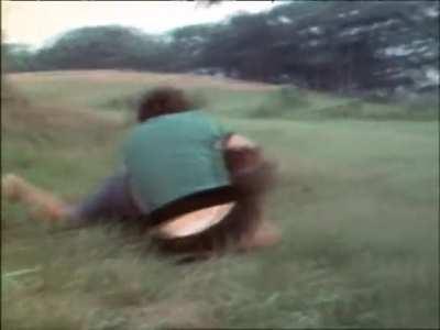 In the final scene of the 1970 film 'Maidstone', actor Rip Torn gets too into character and attacks director/actor Norman Mailer with a hammer to the head. Mailer fights back biting Torn's ear while being strangled. All of this made it into the final cut.