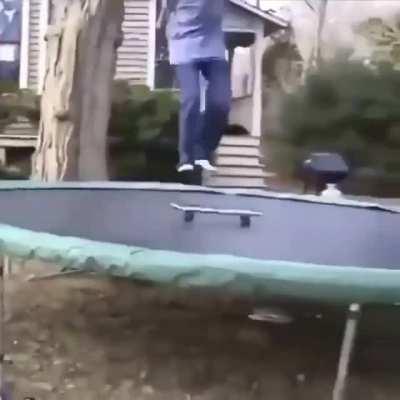 WCGW Using a Skateboard on a Trampoline