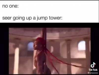 Seer going up the jump tower