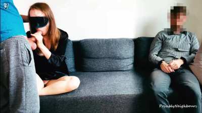 Wife Fucks Stranger and Cum Kissed Tied Husband